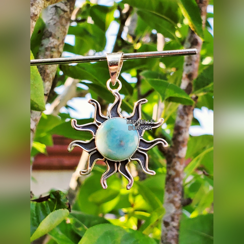 Silver and Blue Sun Pendant Necklace